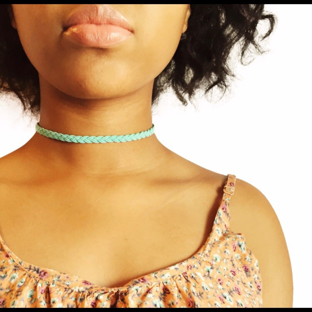 Mint colored knit choker